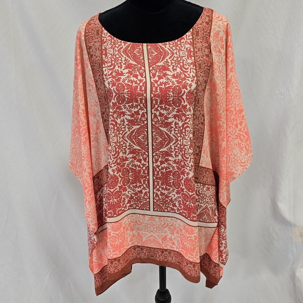 Vince Camuto women M long sleeve shirt blouse boho overlay cruise vacation